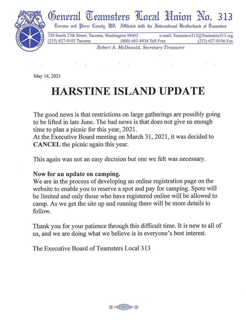 Harstine Island Update – May 14, 2021