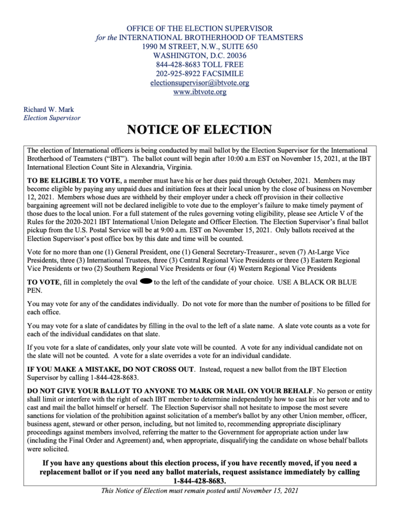 NOTICE OF ELECTION
